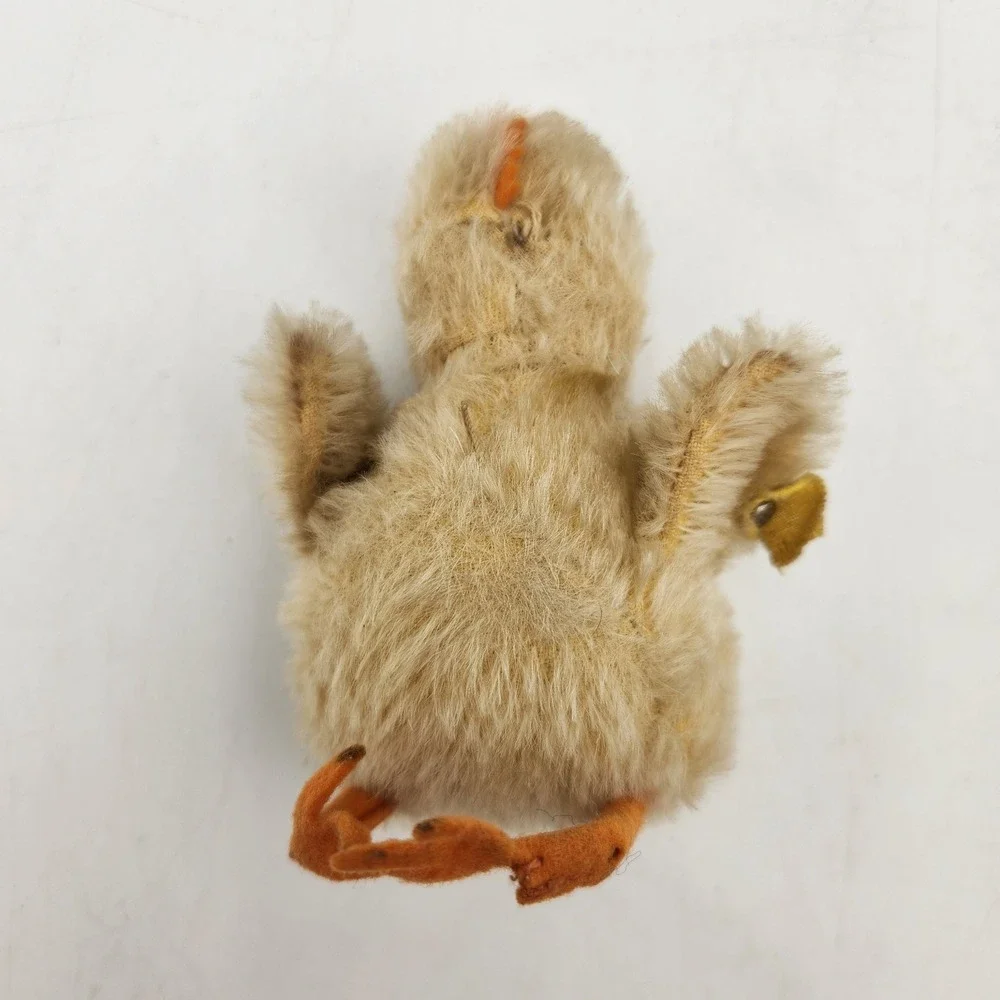 Vintage Steiff Chick Mohair Plush Bird with Original Button and Tag Remnant